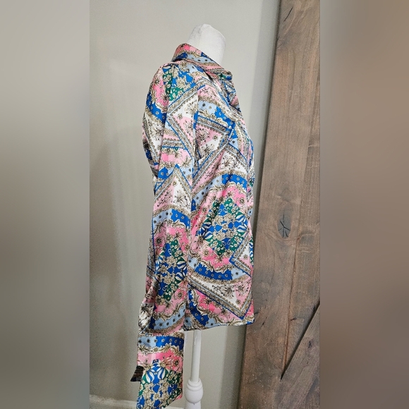 BOSTON PROPER Baroque Scroll Print Sophia Charmeuse Blouse PinkIcing.Size 0 NWOT - Picture 9 of 16